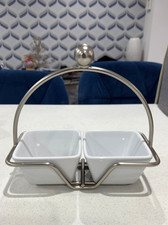 Pampered Chef "Simple Additions" Snack Bowl Caddy White Square Snack Bowls BNWT