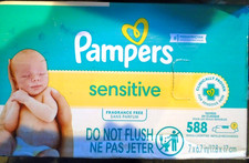 Pampers Sensitive Baby Wipes Fragrance Free 7 refills 588 Wipes Total