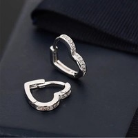 Crystal Heart Hoop 925 Silver Plated Huggie Earrings For Women Girl Jewellery UK