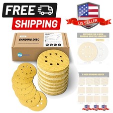 130Pcs 5 Inch 8-Hole Hook&Loop Sanding Discs, 220 Grit Diamond Yellow Sand, D... 0.22 per gallon