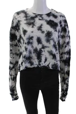 Joah Brown Womens Cotton Tie Dye Crew Neck Long Sleeve Shirt White Black Size OS