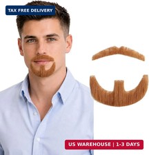 Fake Mustache and Goatee, Self Adhesive Stick On Beard Costume Set
