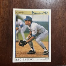 1992 O-Pee-Chee Premier - Eric Karros #63 Los Angeles Dodgers First baseman # 23