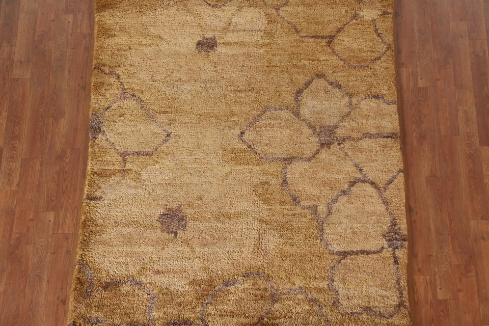 Alfombra moderna india dorada hecha a mano marroquí contemporánea alfombra 5x6 Foto 4 de 4