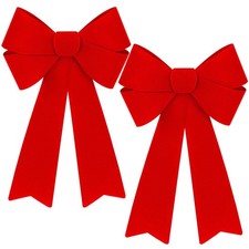 2 PCS Christmas Decorations, 12 x 18 Inches Large Bows, 2PCS, Red