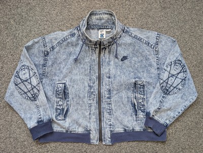 Vintage Nike Jeansjacke Herren Large Blau Agassi Acid Wash Challenge Court 90s