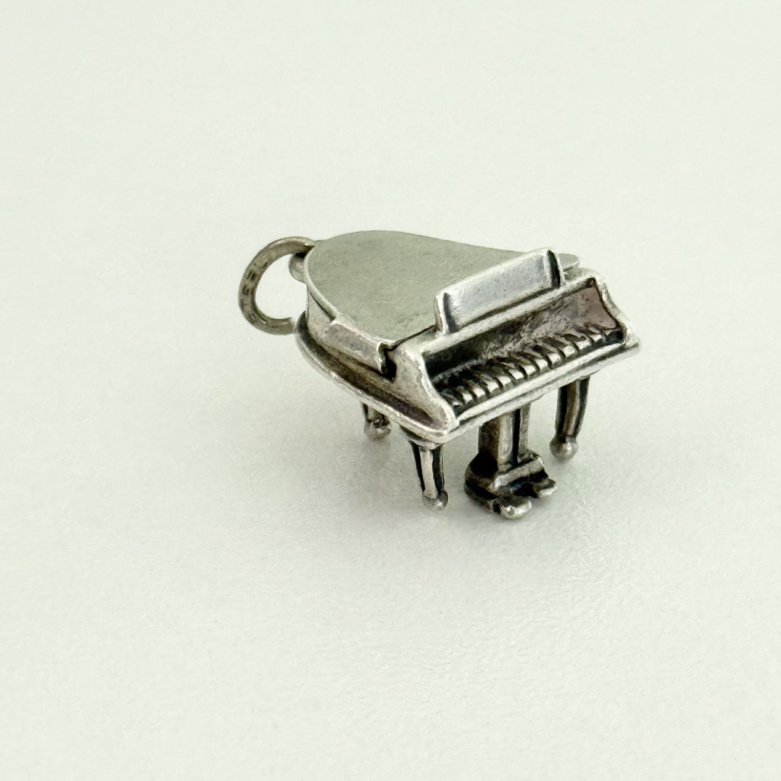 Vintage 925 Sterling Silver Piano Instrument 3D Charm Pendant Movable (Opens)