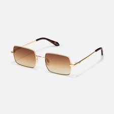 Quay TTYL Square Sunglasses 55-20-145 Gold /Brown Gradient Lenses NWT