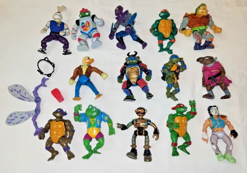 Lot Of 14 Vintage TMNT Teenage Mutant Ninja Turtles Figures 80s & 90s