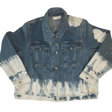 Lane Bryant Womens Denim Jacket Bleach Tie Dye Medium Wash Size 22