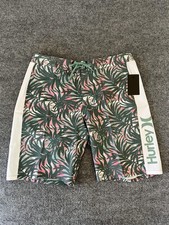 Hurley Boardshorts Mens 34 Duck Green Tropical Escape Paradise Swim Trunks AOP