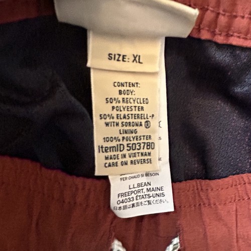 LL Bean Vacationland Stretch Swim Trunks 8" Inseam Dark Russet Sz XL EUC 503780 - Picture 7 of 13