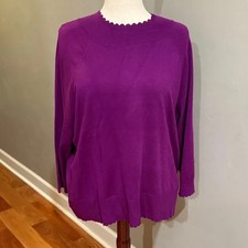 NWT Talbots Purple Scalloped Crew Neck Sweater-Size 3X