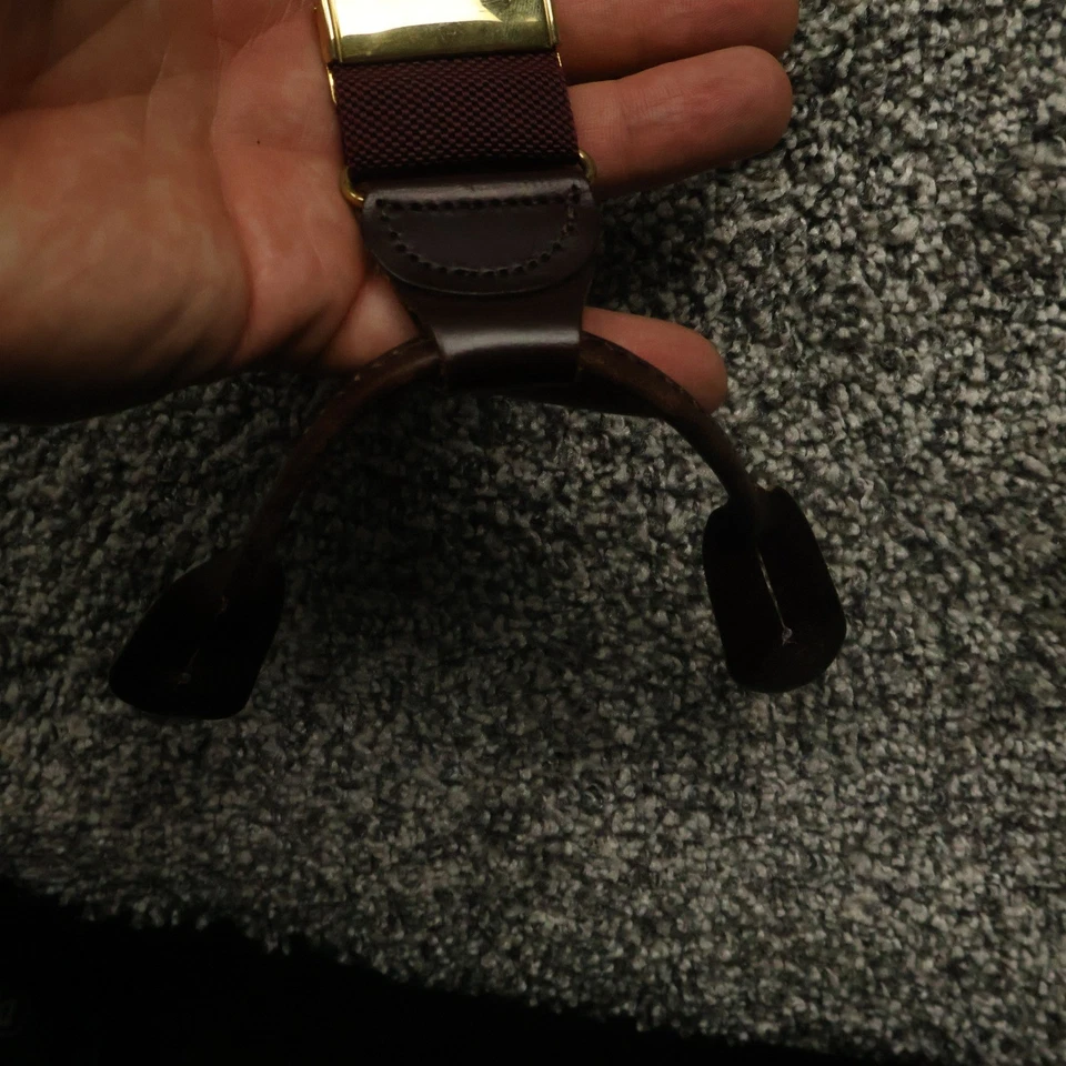 Tirantes Brooks Brothers para hombre de cuero borgoña con botones cierres dorados Inglaterra Foto 4 de 4