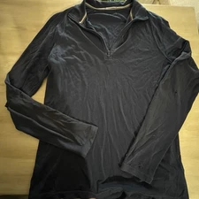 Smartwool Pullover XL Blue Merino Wool Knit Base Layer 1/4 Zip FLAWS Read Desc.