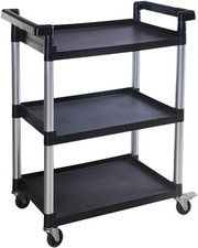 80774 3-Shelf Utility Plastic Cart W/ Wheels-225 Lbs Maximum Capacity Black