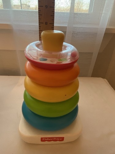 Vintage Fisher Price Rock-A-Stack Toy with 5 Stacking Rings w/ Top ...