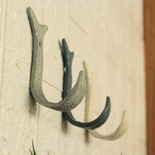 Juego de 3 ganchos de pared volteadores para peces - 4" - azul, gris, blanco - decoración costera - Imagen 5 de 9