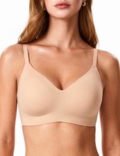 Jelly Bras For Women, No Underwire Full Coverage V Plunge Bra Wireless Seamles  