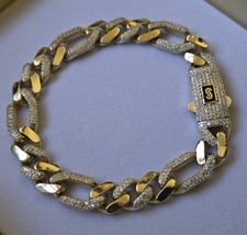 14K New Yellow GOLD Monaco Chain Figaro Brace...