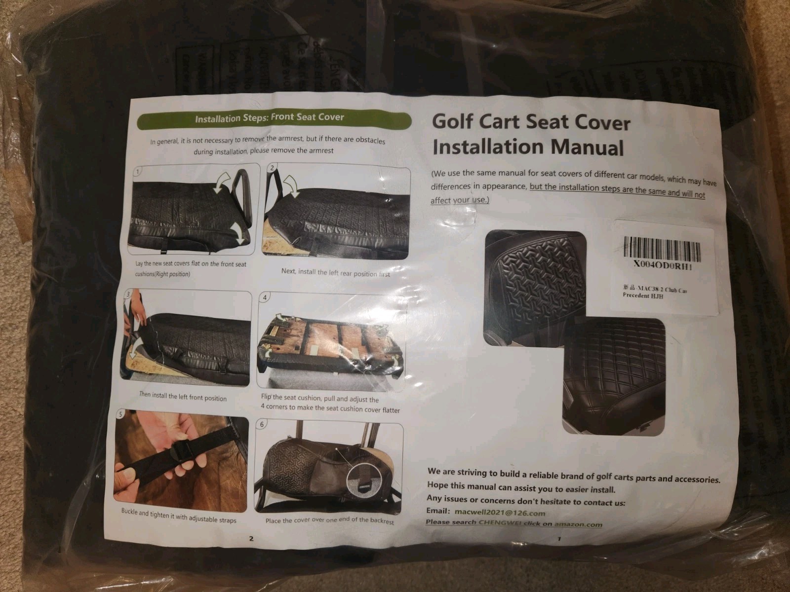 Golf Golf Cart Seat Covers Front and Rear for Club Car Prece