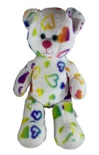 Build-A-Bear Rainbow Hearts Teddy Bear 18" White Plush Valentine Stuffed Animal
