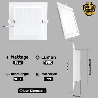 LED Eckig Decken Einbauleuchte Flachbildschirm Matt 240V Ultra Slim Downlight