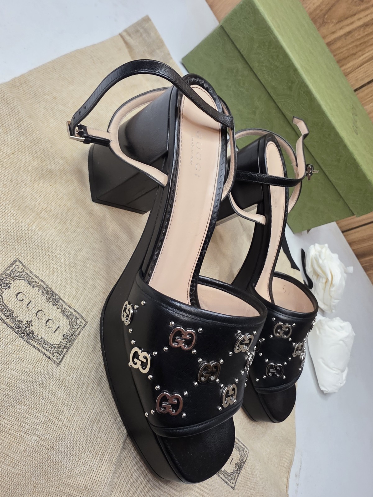 GUCCI Janaya GG Logo Quarter Strap Flat Sandals EU 40 1/2 / US 9 image 3