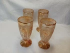 12 Vtg Jeanette Iris & Herringbone 6" Footed Carnival Iridescent Glass Tumblers