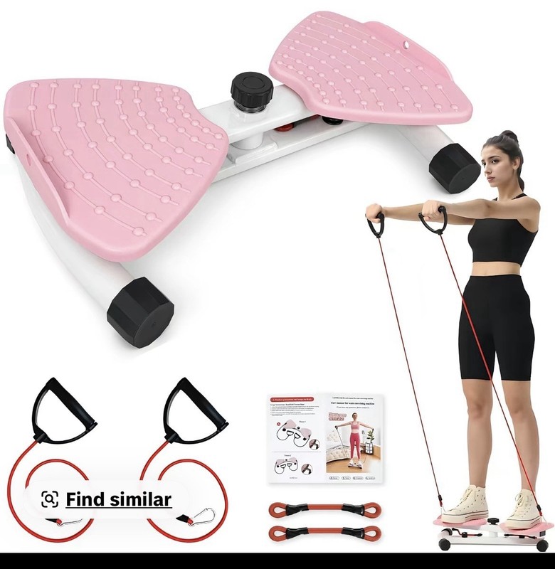 Pink Waist Twisting Balance Board Anti-Slip w/ Resistance Bands, 300 lb