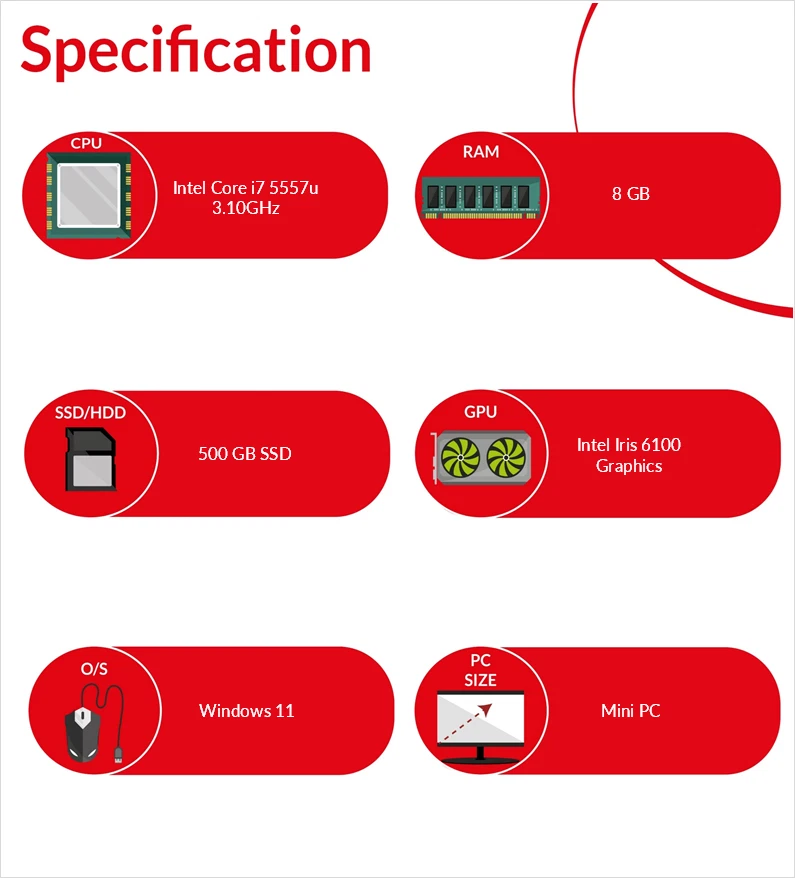 Intel NUC NUC5i7RYH Mini PC Intel i7 5557u 16GB RAM 500GB SSD WiFi Win 11 Pro - Image 4 of 4