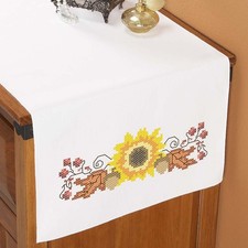 Herrschners  Autumn Bounty Dresser Scarf Stamped Cross-Stitch
