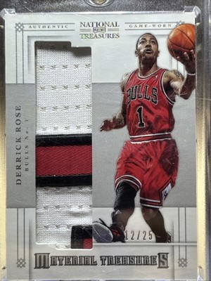 Derrick Rose 12/25 Game Used Patch 2012 13 National Treasure