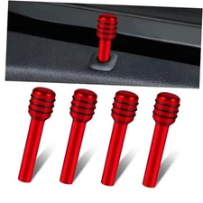 4 PCS Car Door Lock Knobs, Inner Door Lock Pull Pin Cover, Aluminum Alloy Red