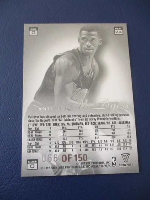 Antonio McDyess 1996-97 Flair Showcase Row 0 #24 Legacy Collection /150 Denver - Image 2 of 3