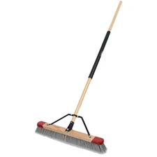 24 In. Premium Indoor Hardwood/Steel Handle Push Broom for Sand, Saw Dust, Wood