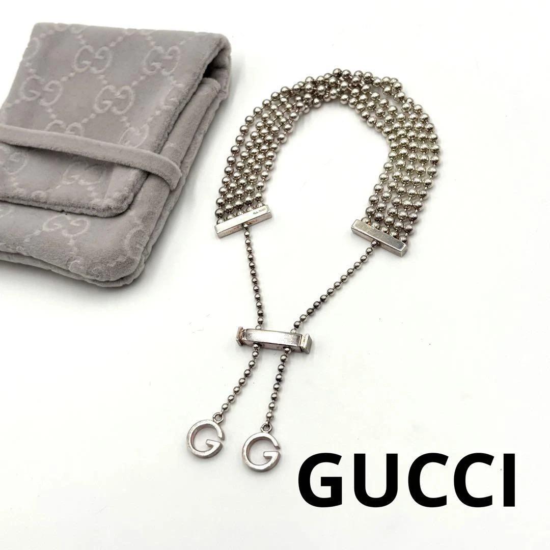 Autentico Bracciale Gucci Logo G Catena Sfera Argento 22cm Accessorio Dal Giappone