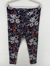 Lularoe Leggings TC Americana Blue W/ Colorful Stars Fireworks July 4th