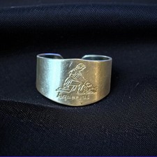 Vintage stainless steel zodiac Aquarius cuff ring