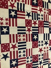 Patriotic Fabric - Red White  Blue Stars Packed - Cotton 45  X 22  Cut Remnant