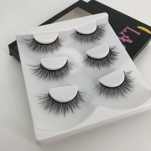 3 Pairs Natural Short Cross Black 3D False Eyelashes Charming Eye Lashes Makeup - Picture 5 of 10