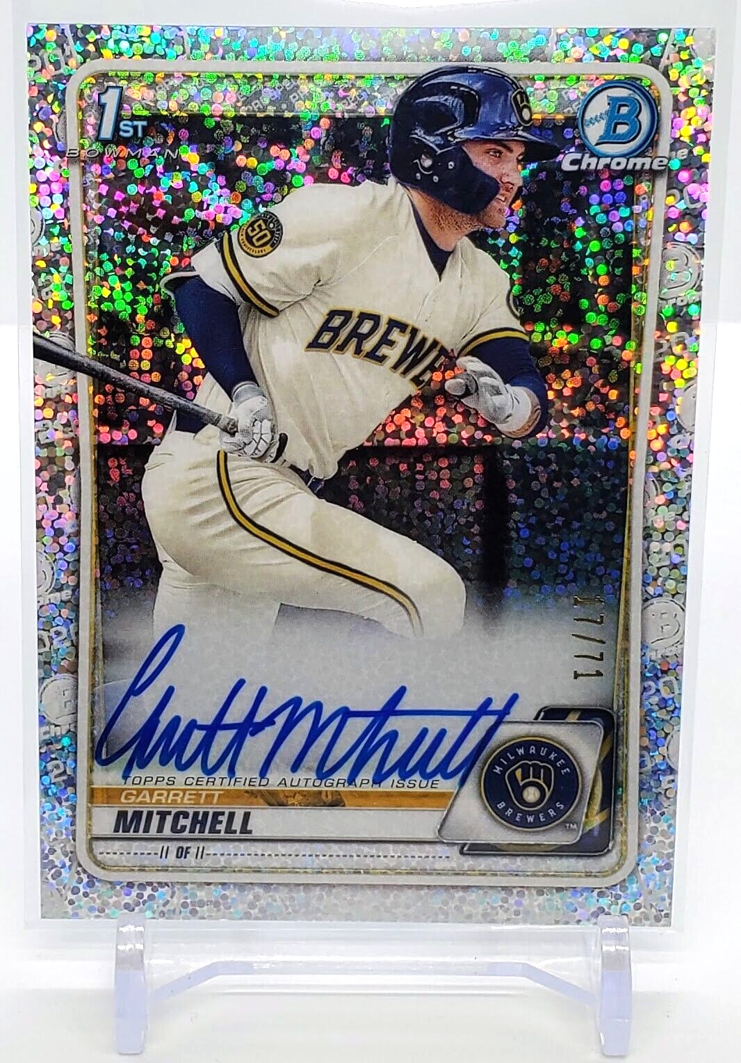 2020 Bowman Draft Chrome GARRETT MITCHELL Sparkle Refractor /71 Auto Autograph