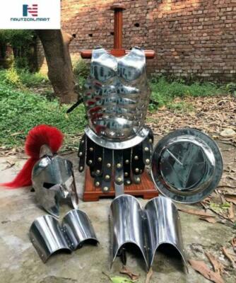 Mittelalterlicher King 300 Spartan Helm mit Muskelpanzer Jacke Bein & Armschutz