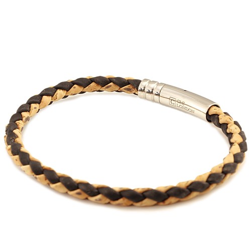 Herren Geflochten Kork Bracelet-Stainless Stahl Clasp-5mm Natur / Schwarz Kordel - Bild 6 von 9