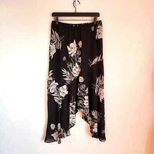 Vintage Floral Skirt Asymmetrical High Low Ruffle Hem 