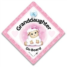 Granddaughter On Board Sign, Baby Lamb on Board Car Sign, Little Lamb Car Sign