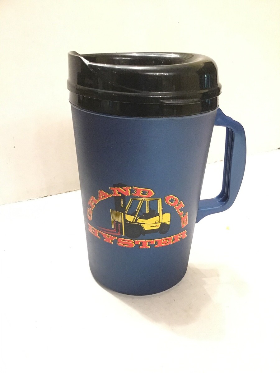 Grand Ole Hyster Logo Aladdin Blue Foam Insulated Double Wall Travel Mug 34  oz