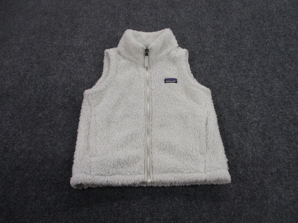 Jaqueta colete Patagonia meninas S 7 8 lã branca difusa caminhada ao ar livre casual juventude - Imagem 2 de 4