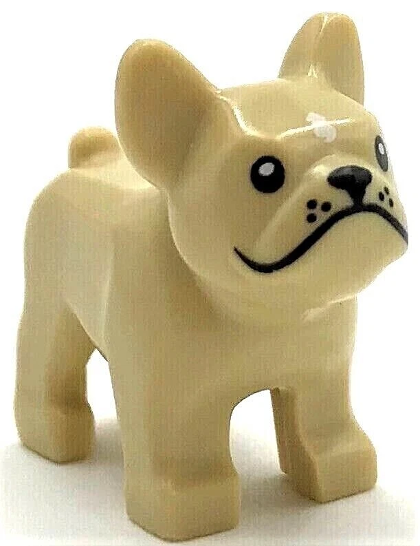 LEGO - Animal Land - Dog, French Bulldog w/ Black Eyes, Nose, Mouth, Pink  Tongue