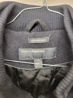Perry Ellis Portfolio Men's SZ XL Cashmere Wool Blend Coat Black